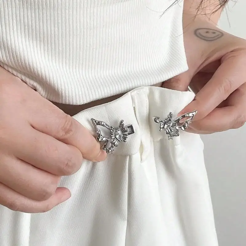 1/2pcs New Butterfly Waist Buckle Fashionable and Simple Waist Accessory Detachable Non Stitching Button