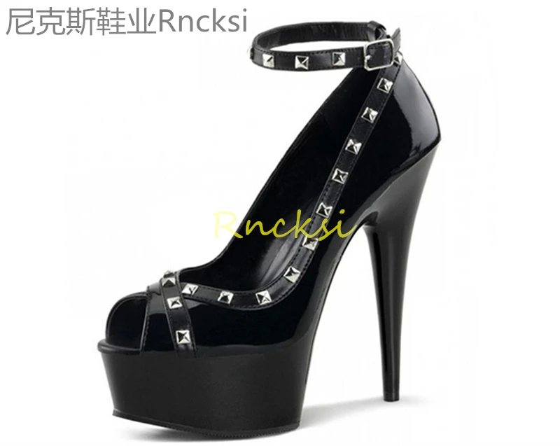 

15cm Catwalk waterproof platform high heels stiletto heels fashion round head ladies shoes