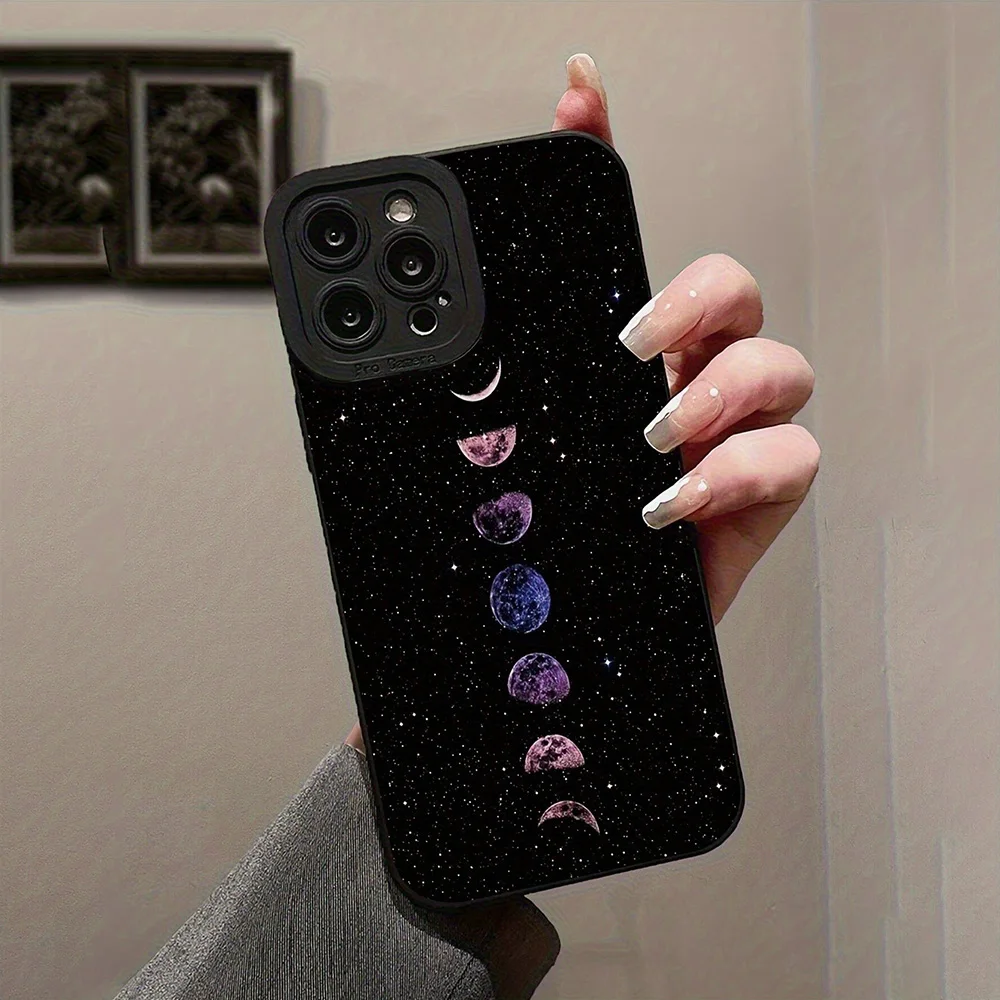 Glitter Eclipse Painted Case with Precise Hollow Moon and Star Design