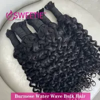 12A vague d'eau brut vietnamien en vrac naturel bouclés cheveux humains pour tresser non transformés sans trame Extensions de cheveux humains en vrac paquets 3