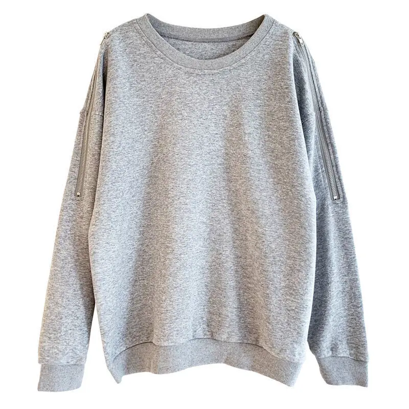 Hoodless Pullover Crewneck Zipper 
