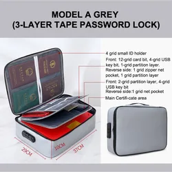 Fireproof & Waterproof Multi-Layer Document and Money Organizer Bag (Gray)