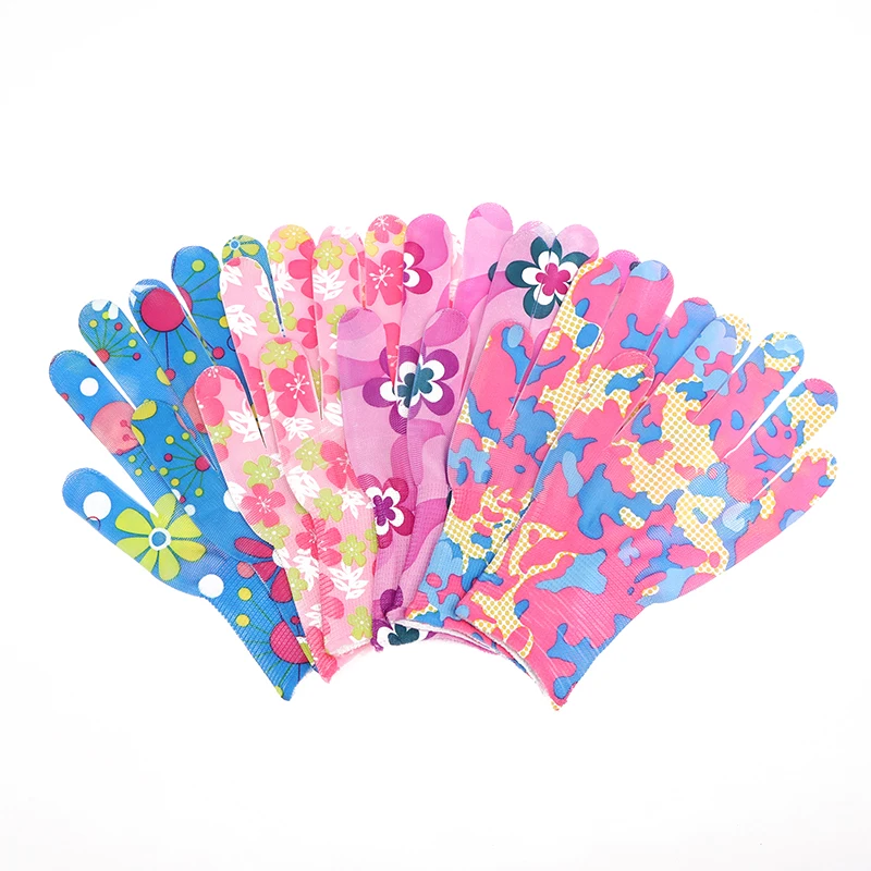 2PCS Breathable Women Garden Gloves Printed Pink Nylon Work Non-Slip Household Labor Protection Gloves For Mechanic Construction