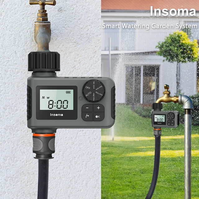 Insoma Automatic Water Timer Intelligent Irrigation Watering System Sprinkler Timer Garden Programmer Equipment IPX7 LCD Display 1