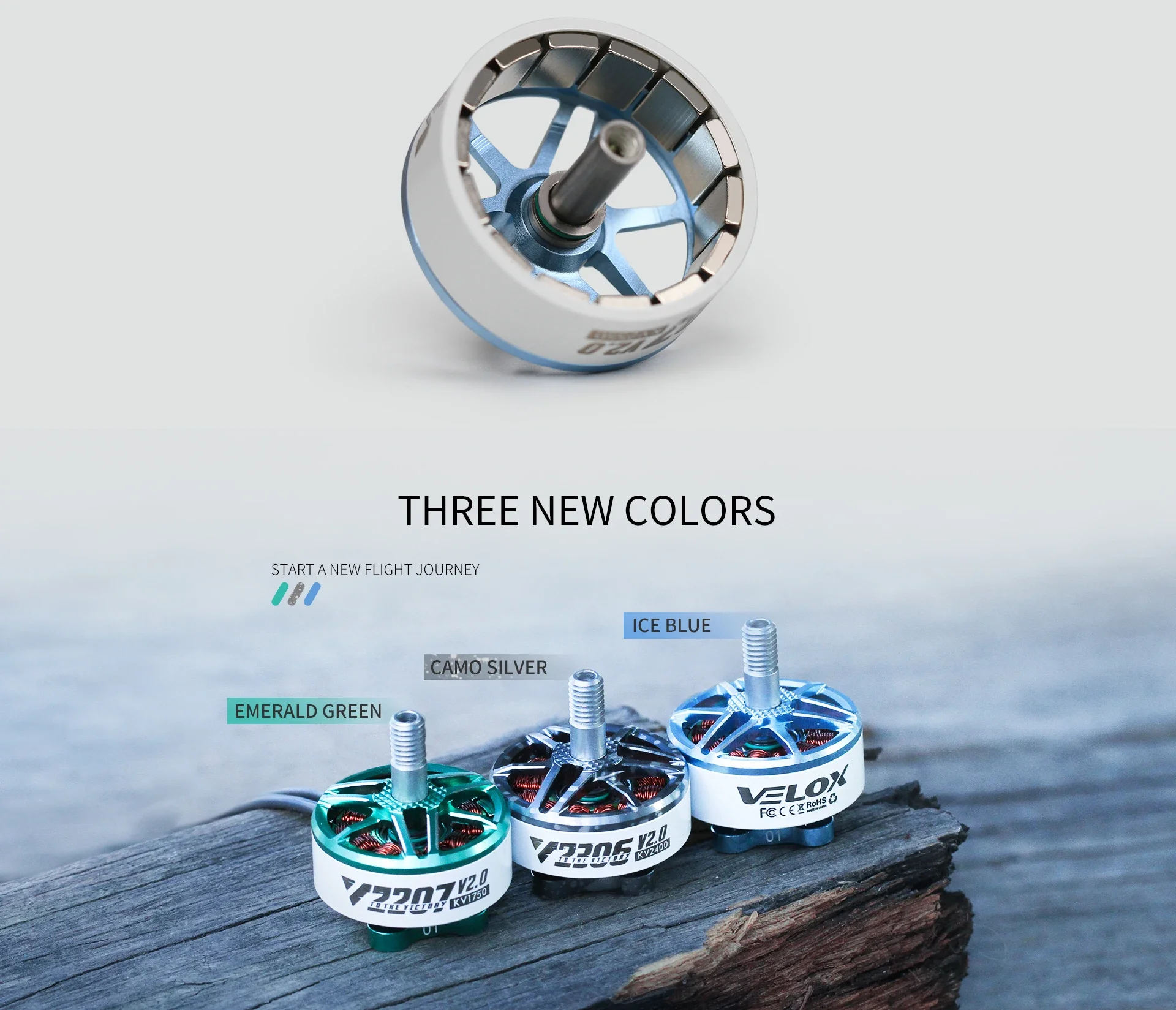 T-MOTOR V2306 V2.0 moteur sans brosse installé sur un bras de drone FPV 5 pouces avec hélices.