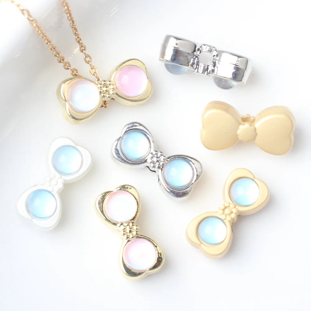 

10 Pieces/bag Simplicity Alloy Zircon Inlay Bow Loose bead DIY Bracelet Necklace Earrings Accessories