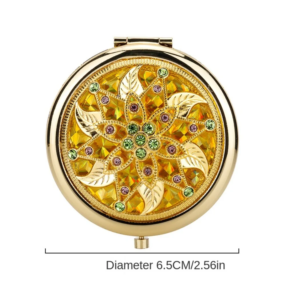 Makeup Mirror Metal Exquisite Mirror Gliter Crystal Portable Mirror Double-sided Decorative Pocket Mirror Women