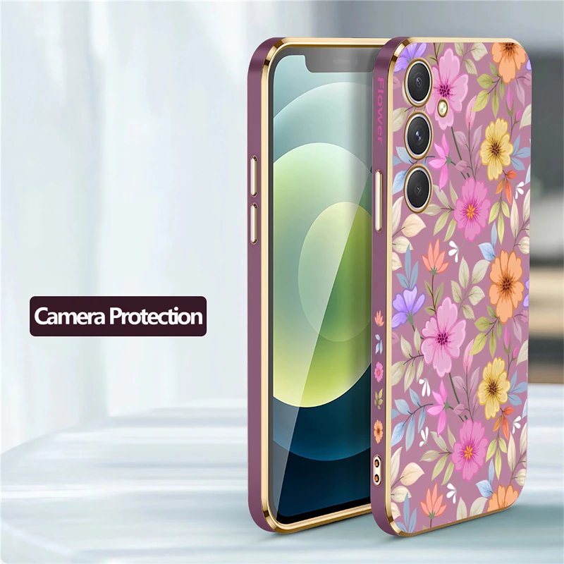 Elegant Plating Flower Shockproof Silicone Phone Case