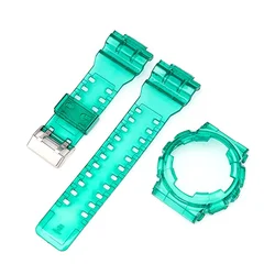 Transparent Silicone Strap Case Kit for Casio G - Shock Sport Watch (Blue green)
