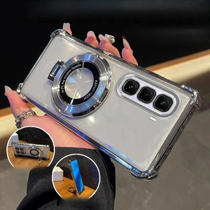 Luxury Plating Stand Shockproof Clear Case - Enhanced Design and Protection