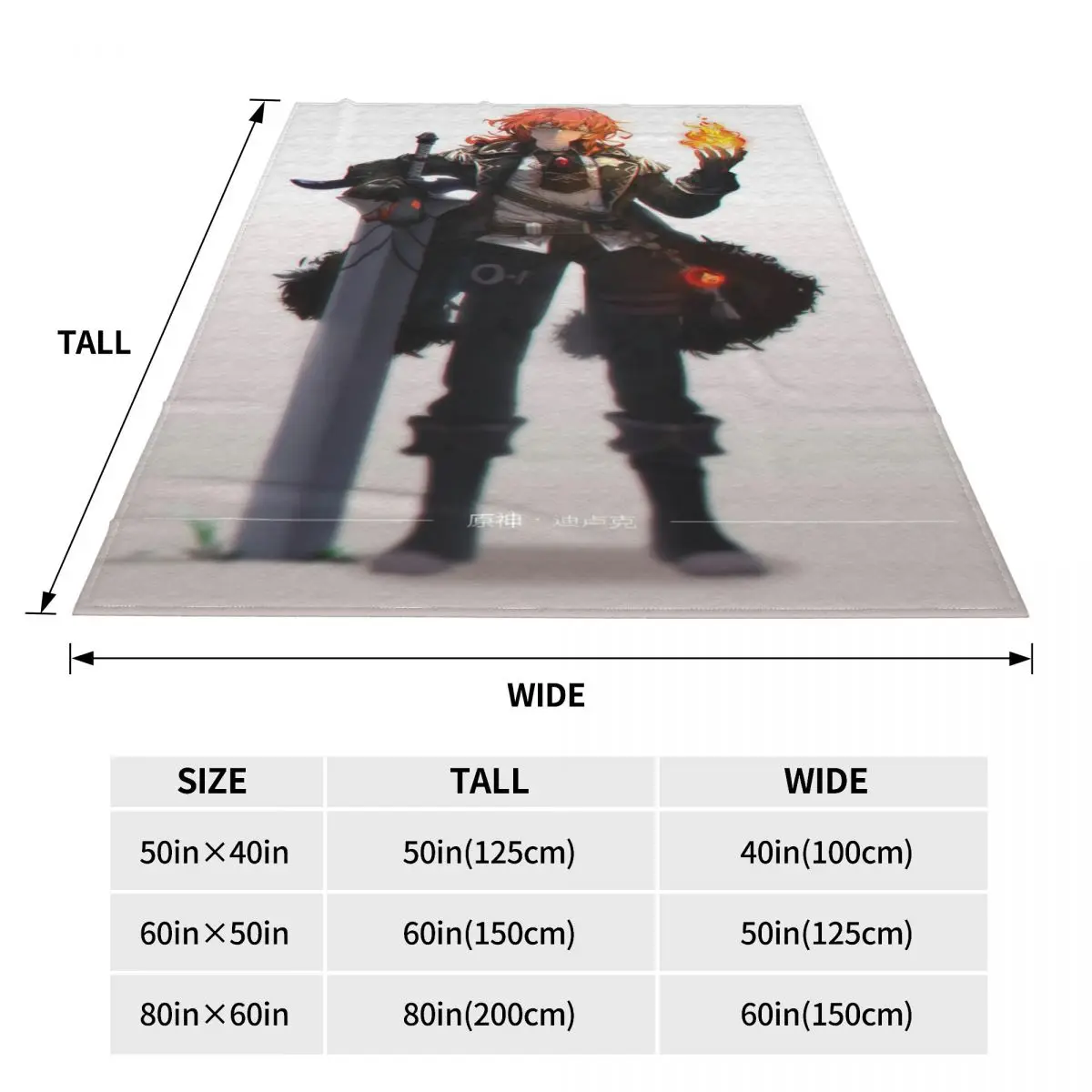 Genshin Impact Action Blankets Flannel Spring Autumn Diluc Ragnvindr Multifunction Warm Throw Blanket for Sofa Car B