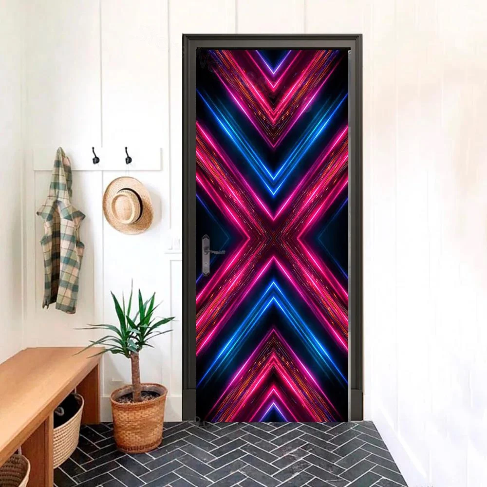 Black analog Door Wallpaper Modern tech style PVC self-adhesive Bedroom Mural Stickers Living Room Home