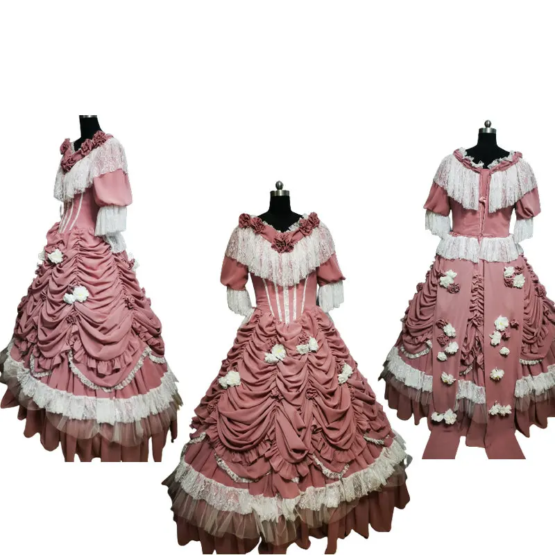 

Pink Historical Civil War Southern Belle Gown evening Dress/Victorian Dress US6-26 D-801
