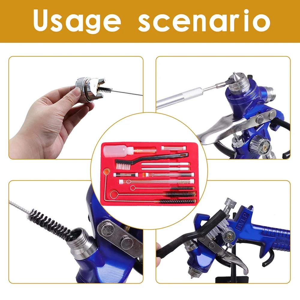 22Pcs Air Brush Spray Gun Cleaning Kit Car Paint Sprayer Cleaning Brush HVLP Pneumatic Paint Sprayer Detail Cleaning Repair Tool 6