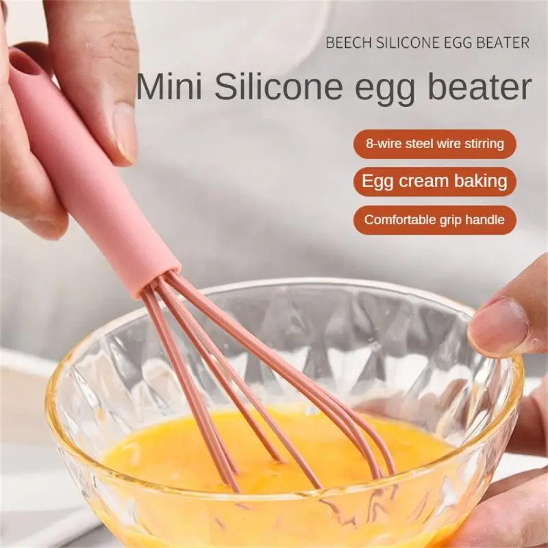 

MINI Egg Beater Manual Milk Silicone Whisk Non-Slip Hand-held Egg Tool Egg Agitator Egg Stirring Tools Kitchen Accessories