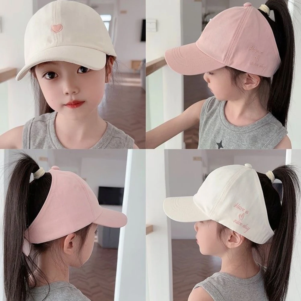 Baseball Cap Children Summer Cap Tie High Ponytail Children Sun Visor Hats Baseball Empty Tail Embroidery Casual Simple