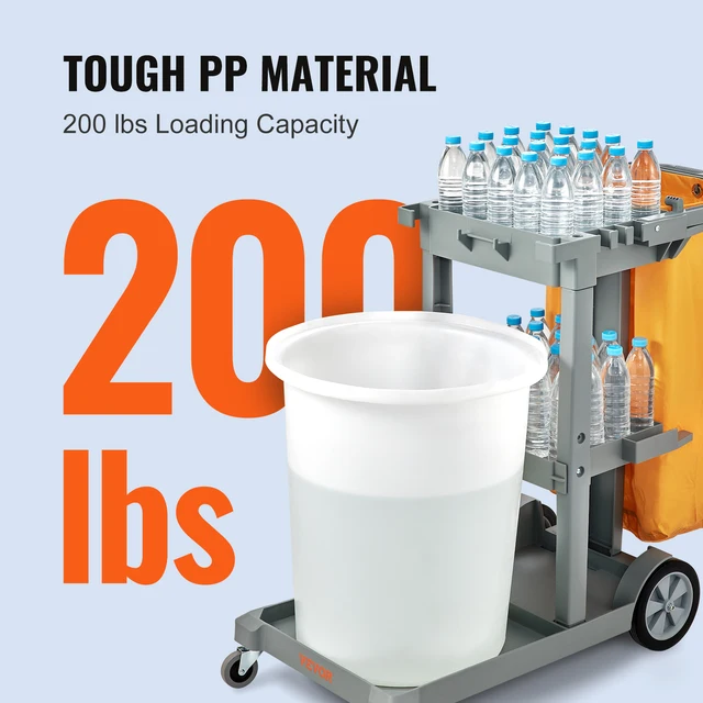 3-Shelf Commercial Janitorial Cart 200 lbs Capacity 3