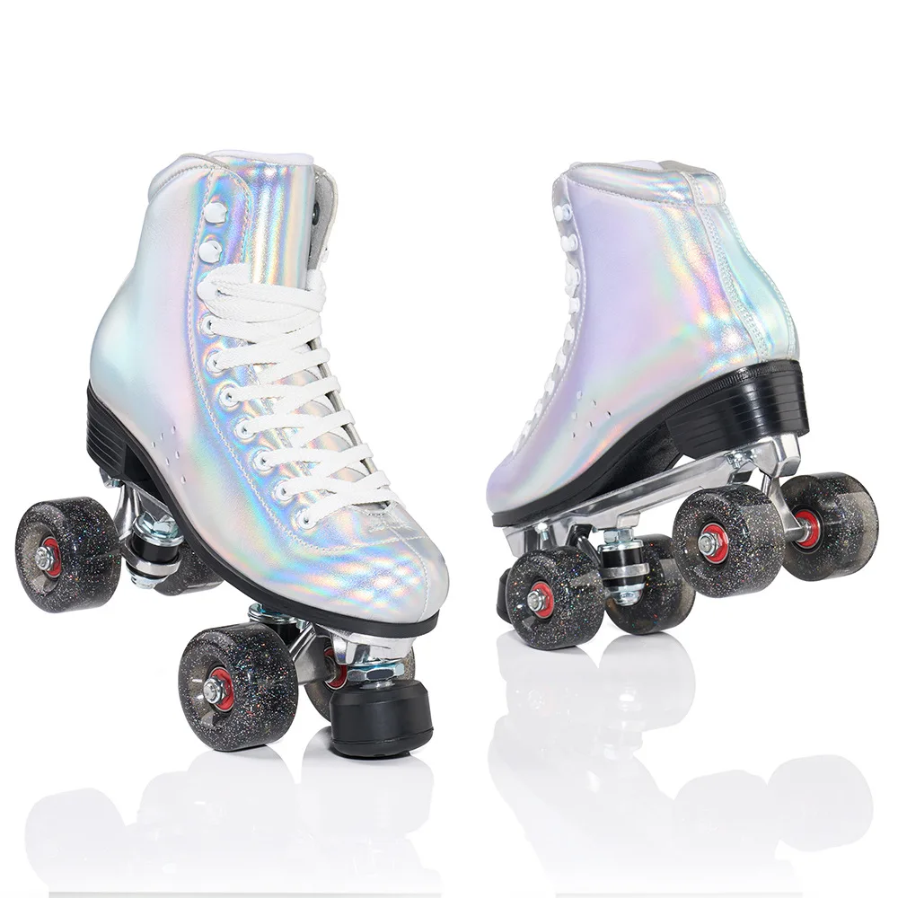 

Roller Skates Shoes Flash Quad Wheels Skating Adult Double Row Roller Shoes Beginner Sliding Sneaker With 4 Wheels Metal Bracket