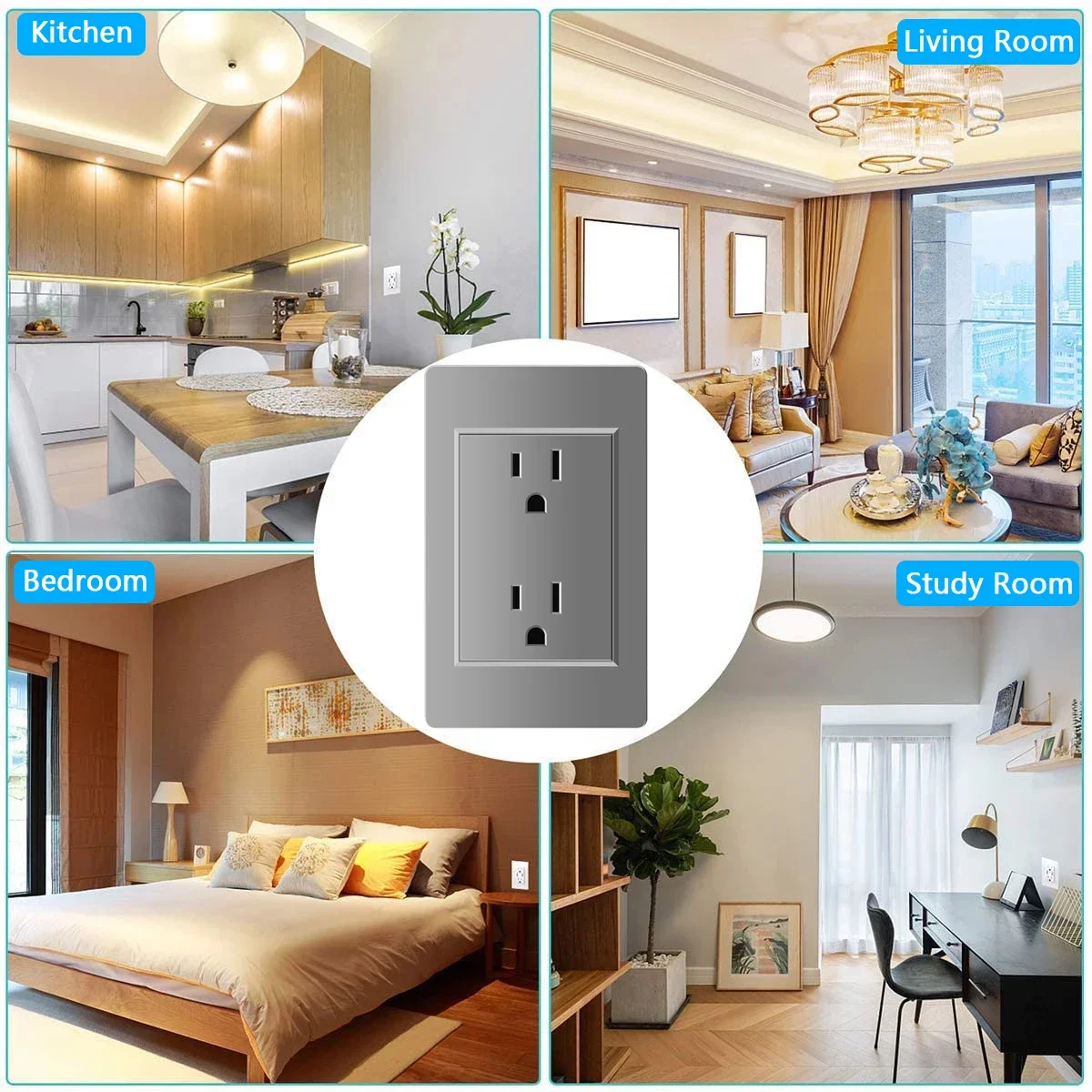 American Mexico Double USB Plug Type C Wall Quick Charging Socket US Household Light Switch Panel with Electrical Power Socket