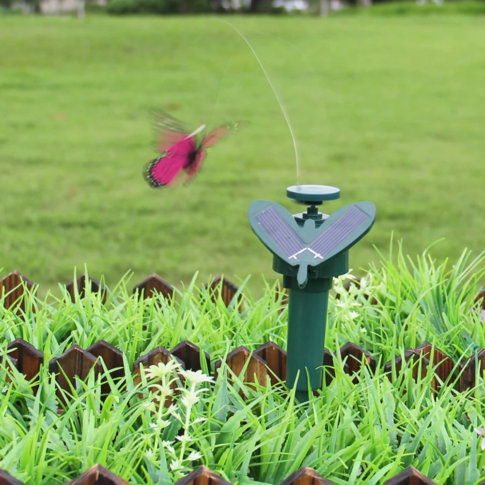 1Pc Solar Powered Flying Fluttering Fake Butterfly Stake Ornament butterfly decoration