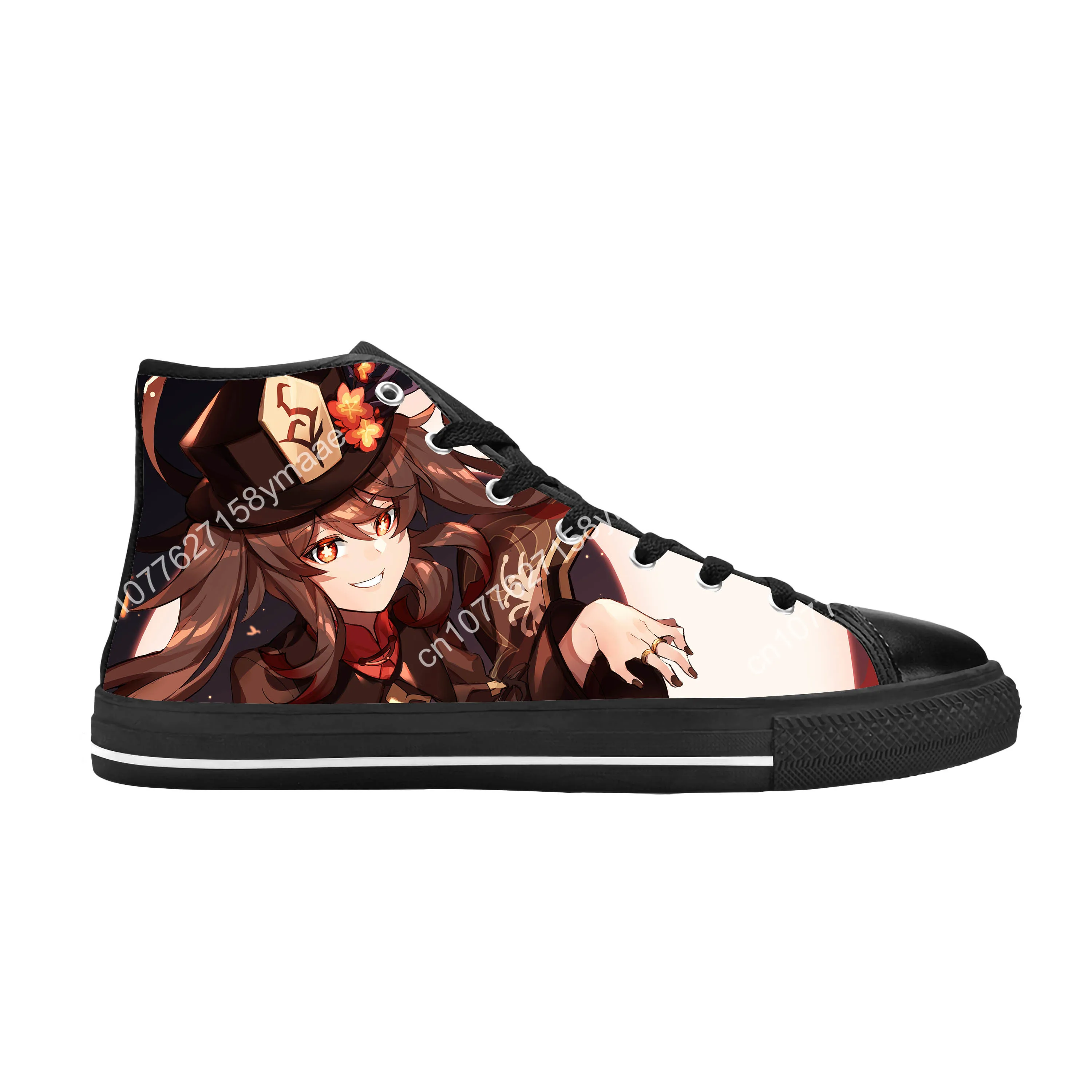 Anime Manga Cartoon Game Genshin Impact Hu Tao Casual Cloth Shoes High Top Comfortable Breathable 3D Print Men Women Sneakers