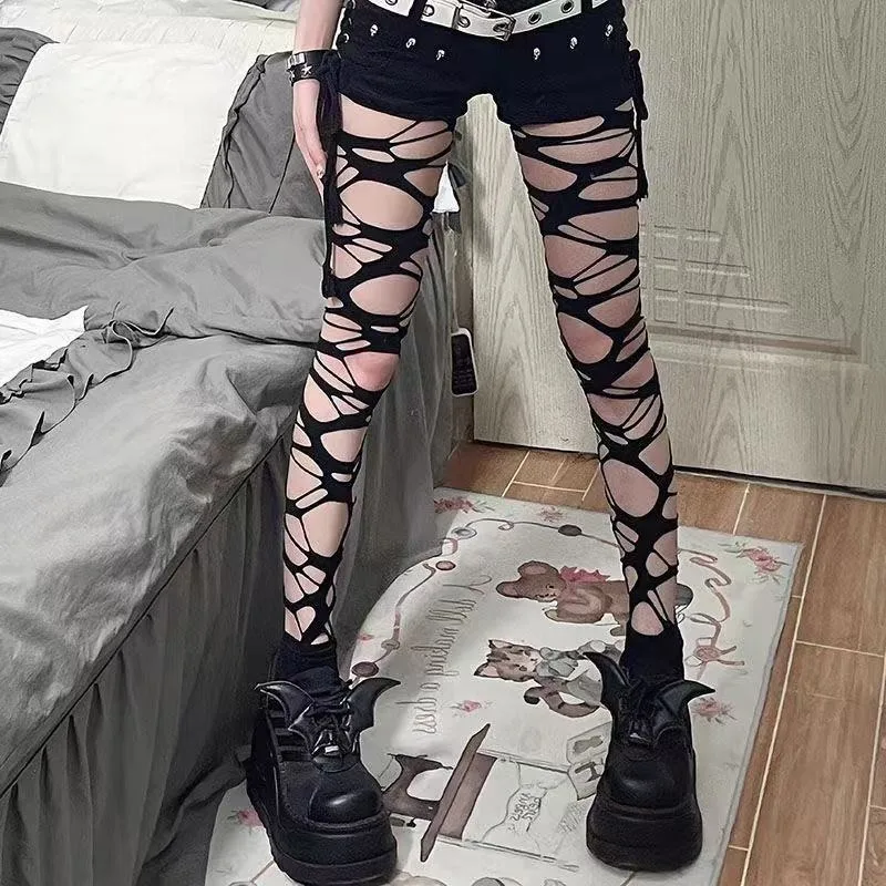 European and American Street Fashion Casual Slim Sexy Straps Stockings Over Knee Socks Women Y2k Goth Girl Trendy Retro Stocking 4