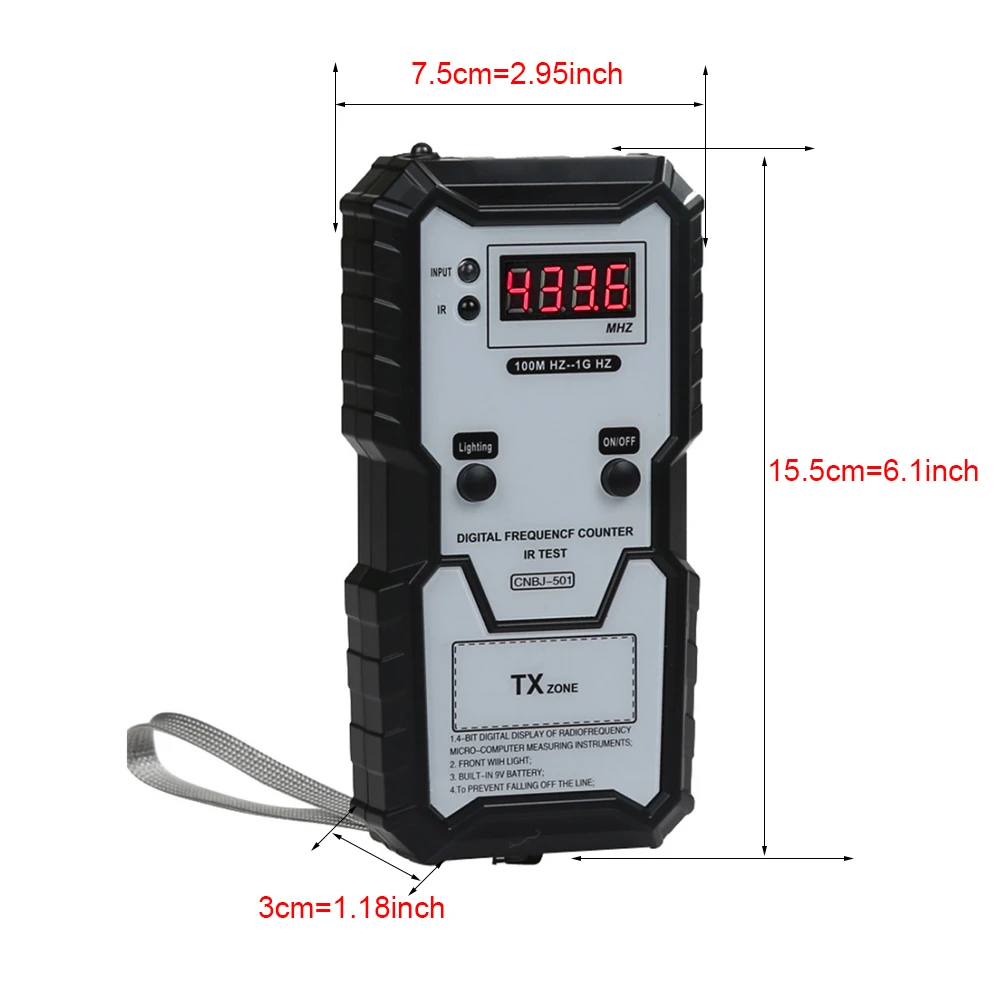 Infrared Frequency Tester 100M-1GHZ Digital Electronic Infrared Frequence Counter Test Instrument with Illumination Car Keys Infrared Frequency Tester