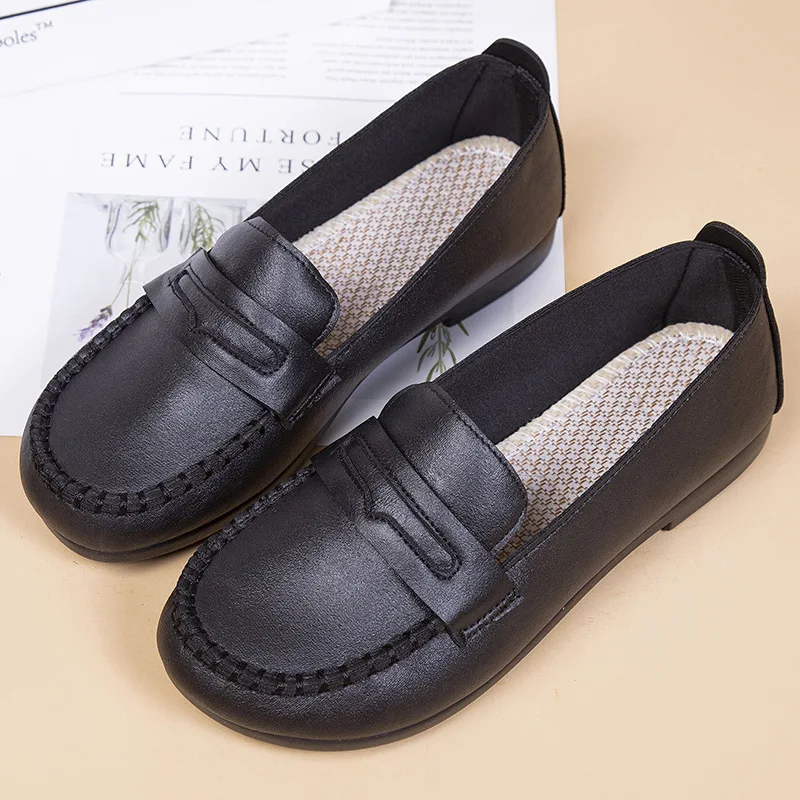 

Новинка 2023, женские туфли, мягкая подошва, однотонная Повседневная модная женская обувь с мелким разрезом, обувь для матери