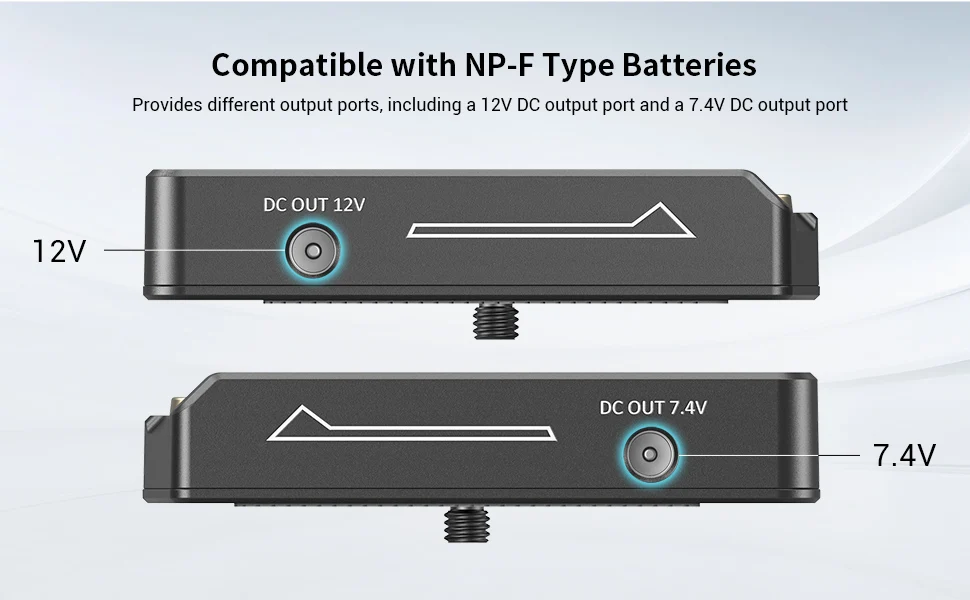 for NP-F Battery Adapter Plate Lite for Sony NP-F Battery, w/ 12V/7.4V Output Po