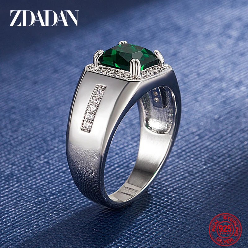 ZDADAN  블루 그린 크리스탈 조절 반지 여성을위한 남성 패션 파티 보석 선물