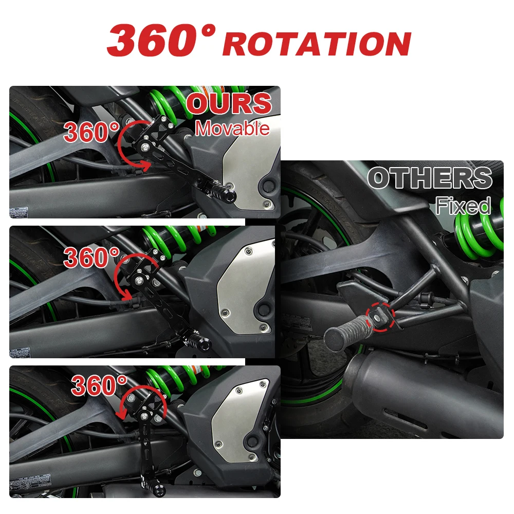 Motorcycle Rider Adjustable Foot Pegs Kit 22mm 7/8" 28.8mm 1/8" Highway For SUZUKI DR650 VANVAN 125 200 KAWASAKI VERSYS 650 1000