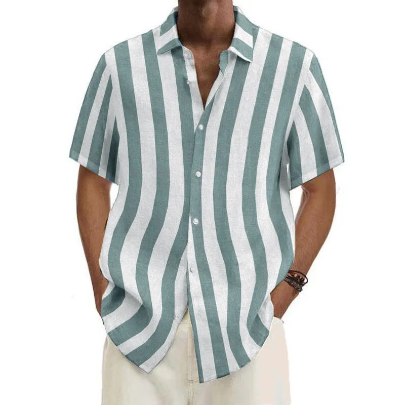 

Men's Simple Daily Striped Casual Shirt shirt Green