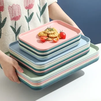 Vassoio da portata in plastica Vassoio da tè per la casa Vassoio da dessert per frutta Antiscivolo Vassoio da cucina in plastica resistente ai graffi Utensili da cucina 1