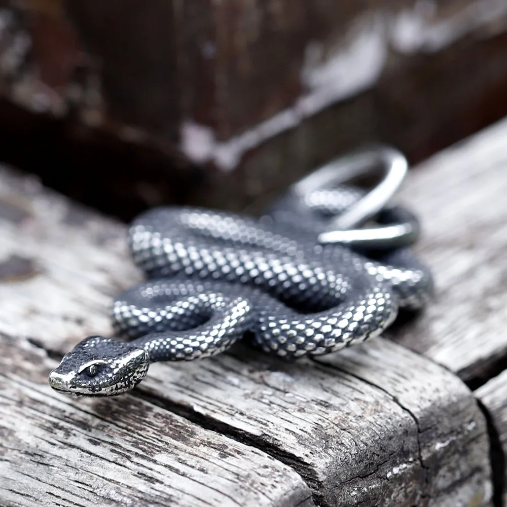 OAKKY Uomo Collana con ciondolo animale serpente gotico in acciaio inossidabile con catena Arcobaleno