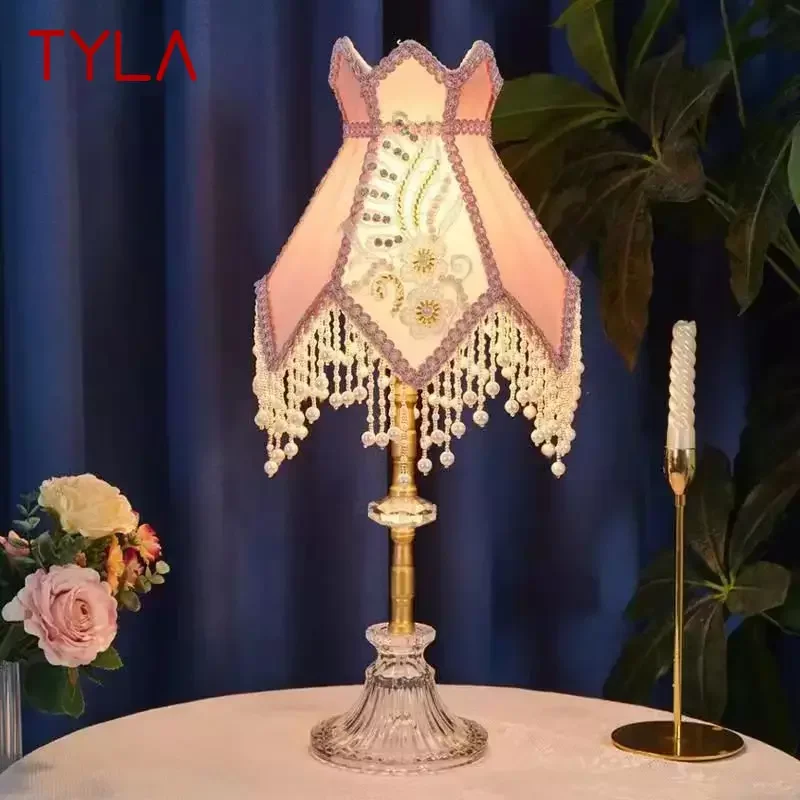 

Настольная французская лампа TYLA, американская ретро-лампа для гостиной, спальни, виллы, Европейский пасторальный креативный Настольный светильник с кисточками