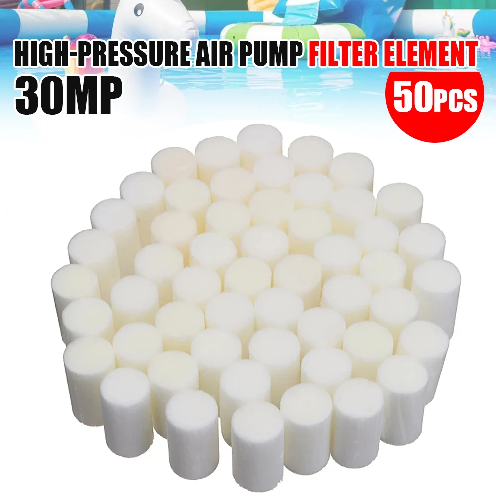 Hand Pump Filter Elements 50Pcs High Pressure Pump Filter Element Refill 30MPa Fiber Cotton Filters For Water Purify Air Compressor System Replacement Kit