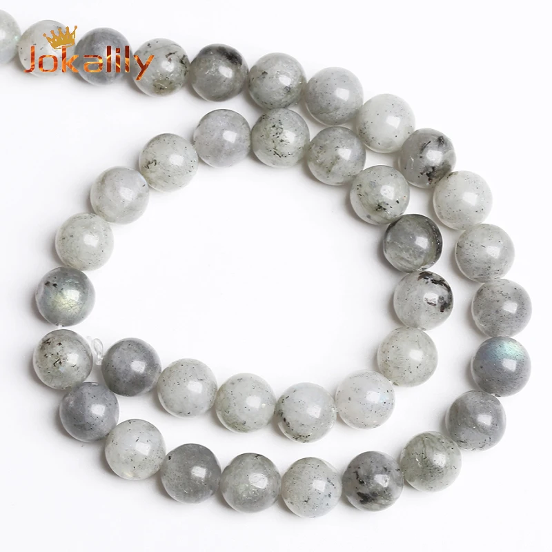 Natural Labradorite Larvikite Stone Beads Gray Moonstone Round Loose Spacer Beads For Jewelry DIY Making Bracelets 4 6 8 10 12mm