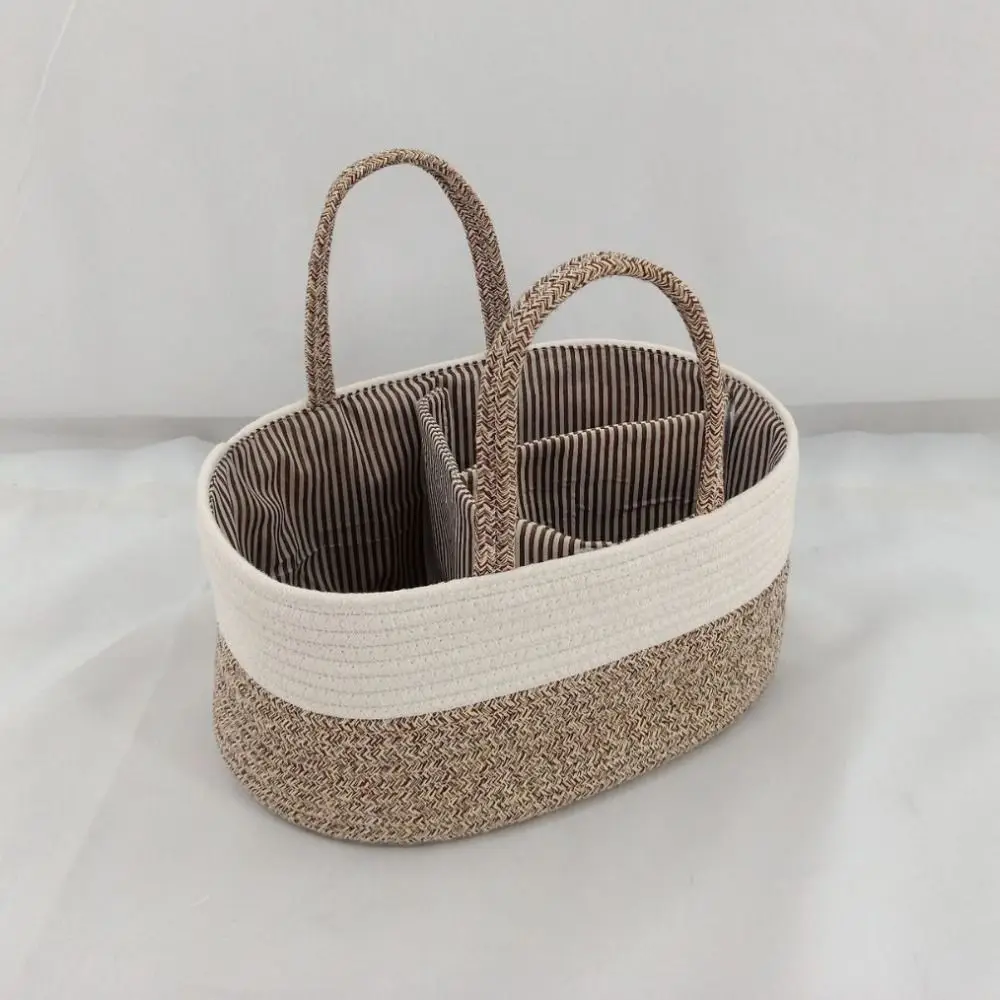 Shopping Convenient Diaper Storage Basket Hand-Held Large Capacity Baby Diaper Bag Cotton Thread Tote Bag Nappy Bag Outing
