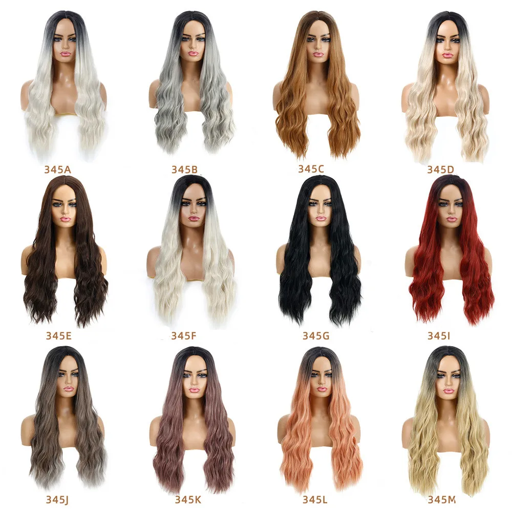 

26 Inches Hot Selling Wigs in Europe and America Women's Wavy Synthetic Hair Long Curly Hair 12 Colors Party Daily Use Headgear