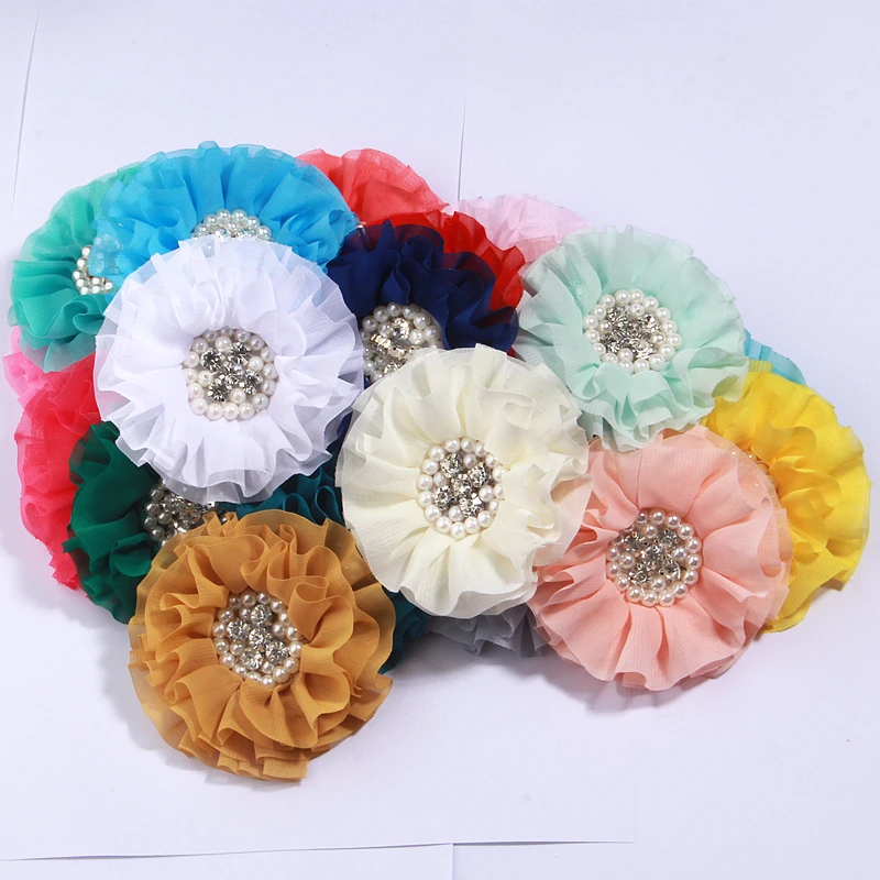 4pcs 10cm Gaze Organza Stoff große Rose künstlichen Blumen kopf Hochzeits kleid Rock Home Hut Dekoration DIY Haarschmuck