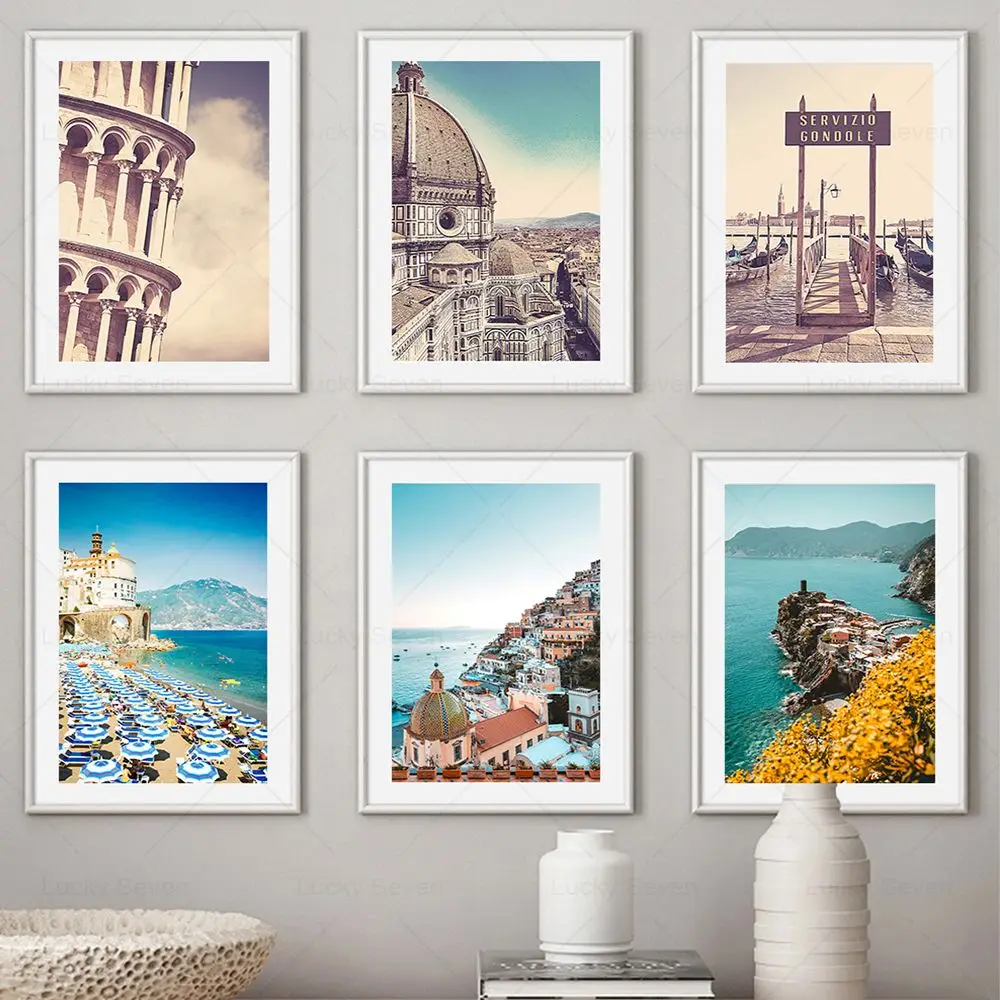 Colorful Italy Landscape Vintage Travel Canvas Painting Nordic Posters And Prints Photography Wall Pictures Living Room Decor