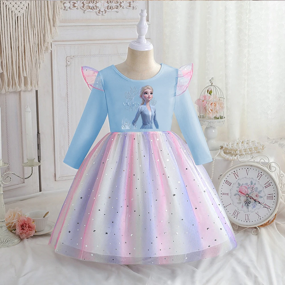 Girls Princess Dress Spring Autumn Long-sleeved For 2-9Y Children Party girls dress princess costume kids clothes