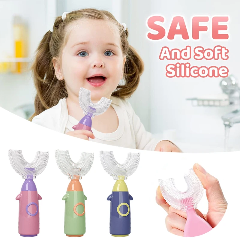 Children Toothbrushes Ushaped With Food Grade Soft Silicone Heads