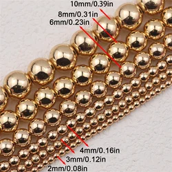 Natural Matte Silver Hematite Stone Beads - Round Loose Spacer Beads for DIY Jewelry and Charms, 2 - 10mm (14 Gold Color510)