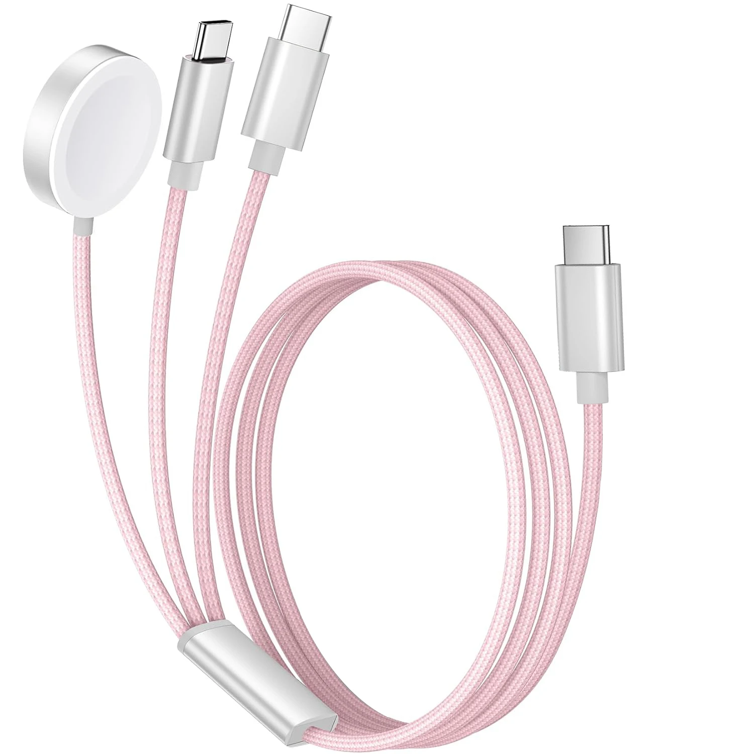 Enhanced Multi-Device Fast Charging Cable with Magnetic Wireless Charger Functionality for Smartwatches and Smartphones