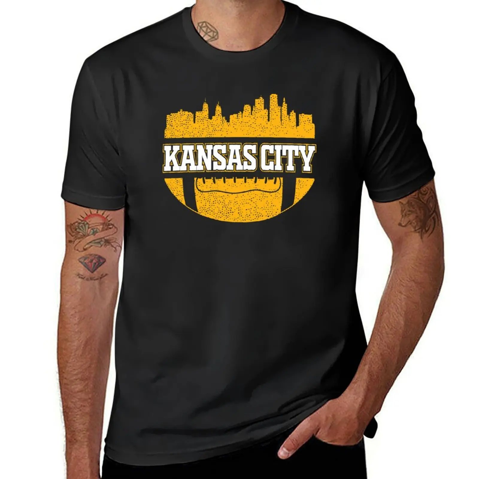 

Retro Chiefs Football Fan Vintage Kansas City Skyline T-shirt Blouse boys whites mens workout shirts