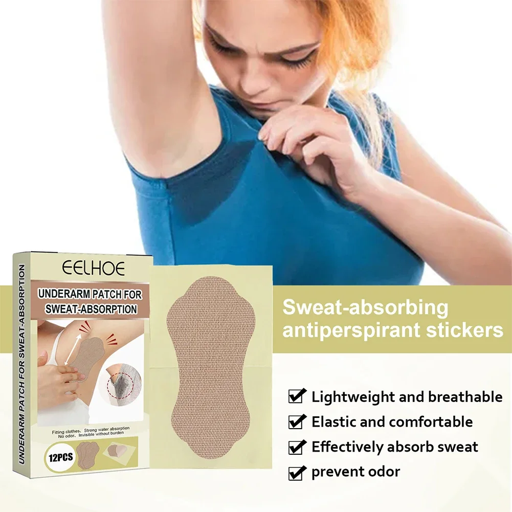 12pcs Sweat-absorbent Patch Absorbing Sweat Armpits Sweat Sticker for Men Women Anti Perspiration Foot Sticker Patch
