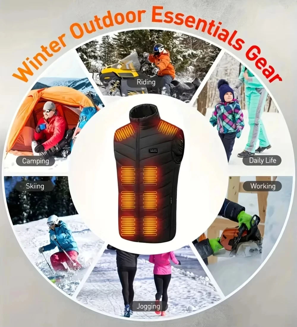 28/9 Areas Heated Jacket Men Jacket Heated Winter Womens Electric Usb Heater Camping Jacket Man Thermal Vest Body Warmer Coat 6XL