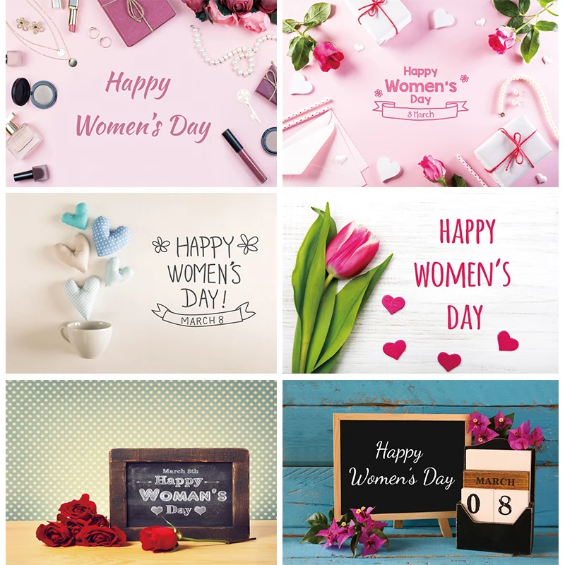 

Womens Day Backdrop Pink Adult Female Party 8th March Decorations Photo Banner Photography Background Photographic Studio Props