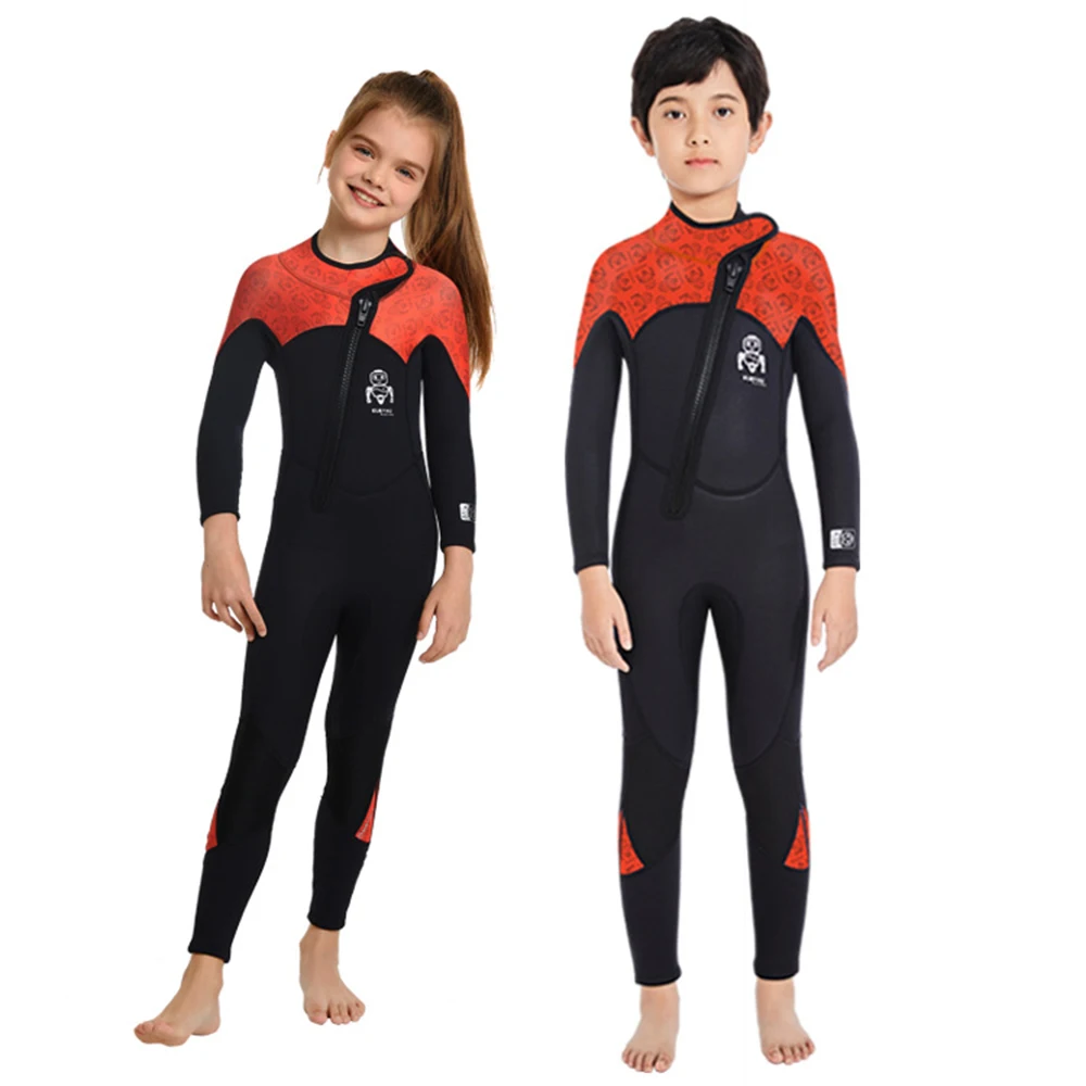 

2.5MM Diving Suit Children's One Piece Long Sleeve Beach Sunscreen Zipper Surfing Swimwear Warm Beach Water Sports Diving Suit